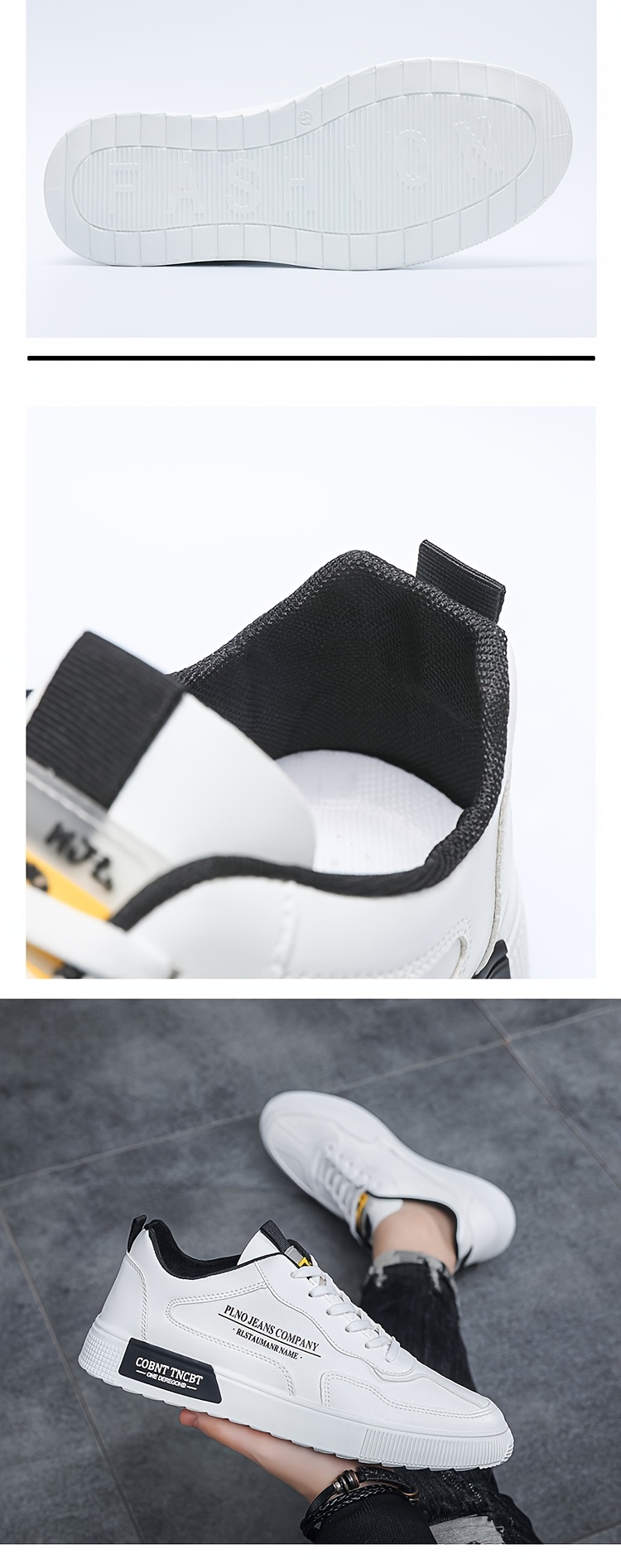 mens trendy solid skate shoes comfy non slip casual lace up sneakers for mens outdoor activities details 2