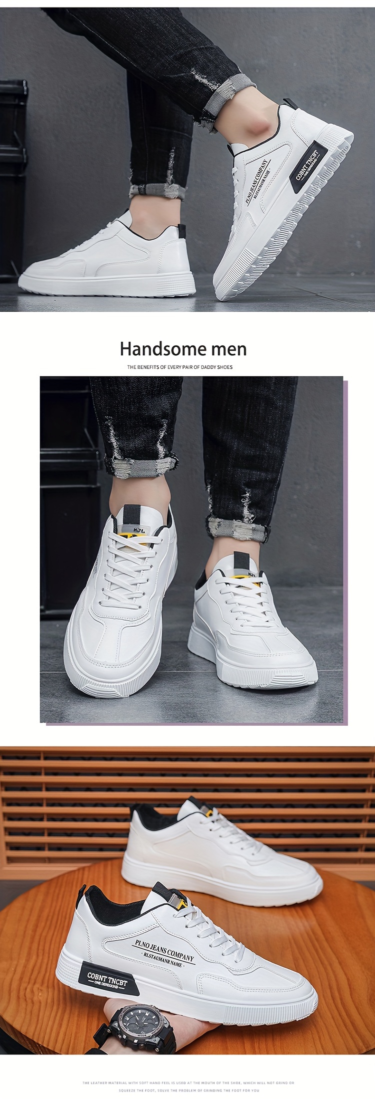mens trendy solid skate shoes comfy non slip casual lace up sneakers for mens outdoor activities details 3