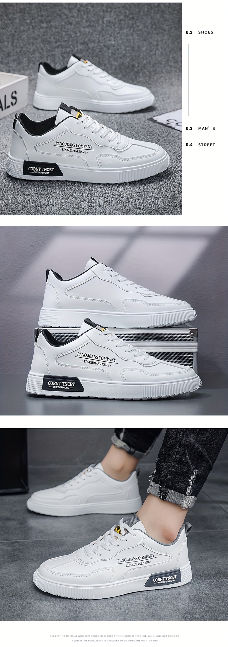 mens trendy solid skate shoes comfy non slip casual lace up sneakers for mens outdoor activities details 4