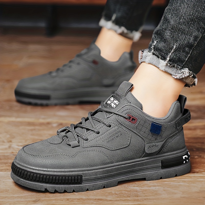 mens vintage retro style skate shoes with good grip breathable lace up sneakers details 6
