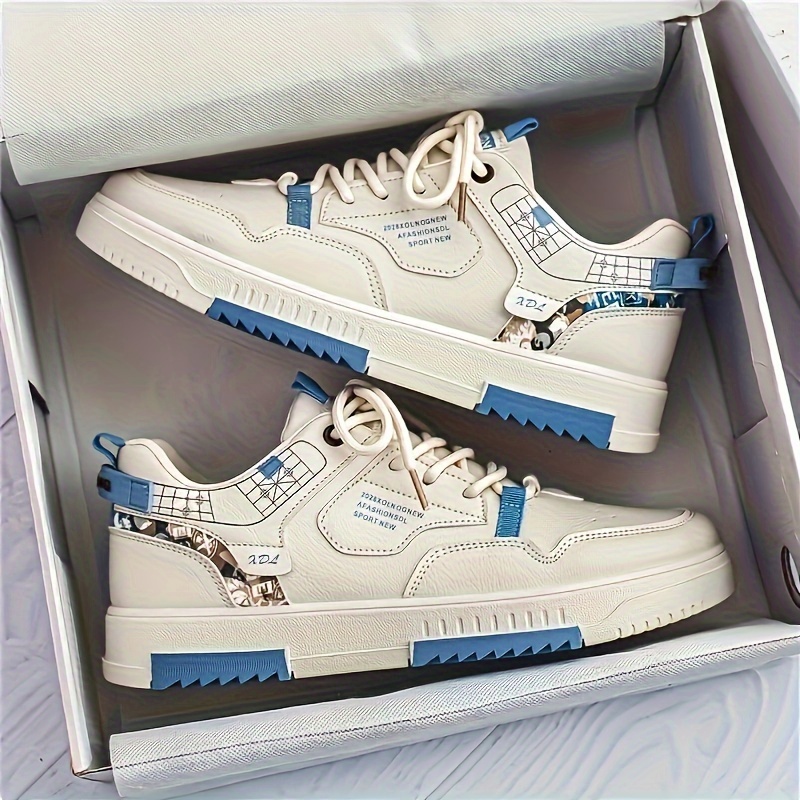 patchwork design skate shoes, mens patchwork design skate shoes with good grip breathable lace up sneakers details 4