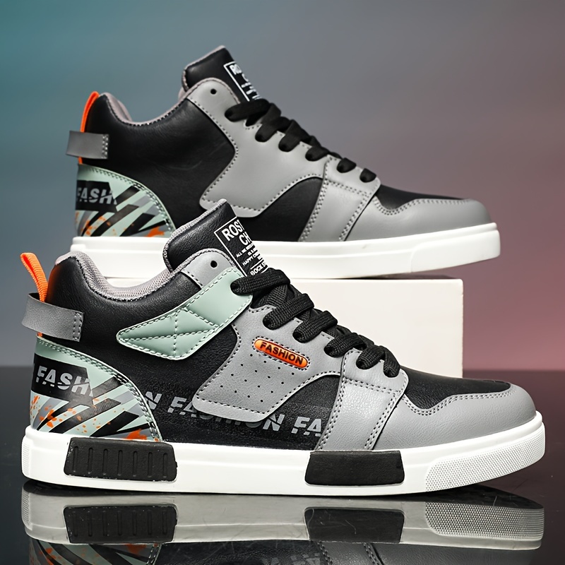 mens trendy skate shoes comfy non slip lace up street style casual sneakers for mens outdoor activities details 1