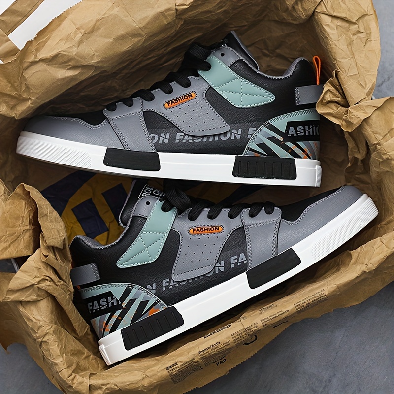 mens trendy skate shoes comfy non slip lace up street style casual sneakers for mens outdoor activities details 3