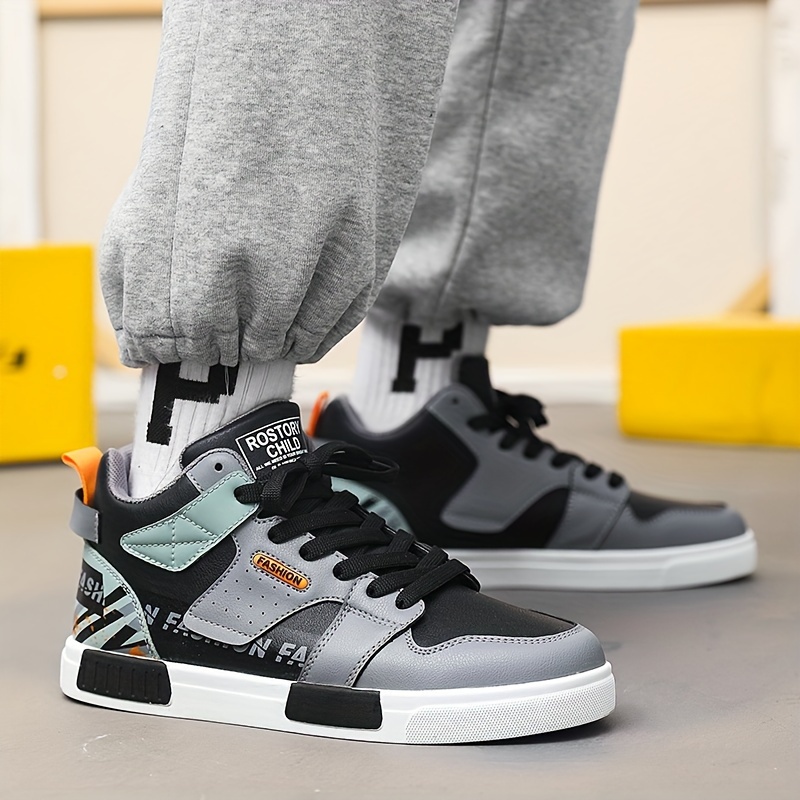 mens trendy skate shoes comfy non slip lace up street style casual sneakers for mens outdoor activities details 4