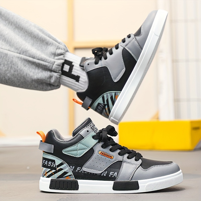 mens trendy skate shoes comfy non slip lace up street style casual sneakers for mens outdoor activities details 5
