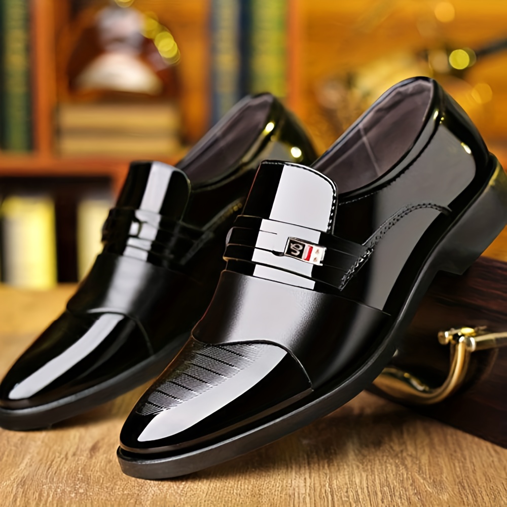 mens patent pu leather loafer shoes formal dress slip on shoes for business office spring summer and autumn details 0
