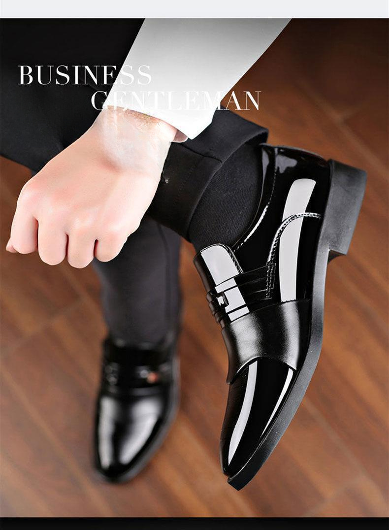 mens patent pu leather loafer shoes formal dress slip on shoes for business office spring summer and autumn details 1