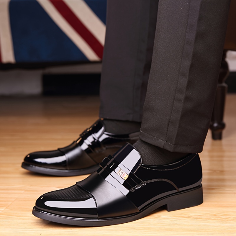 mens fashion pu leather shoes casual slip on formal shoes for business office party wedding details 5