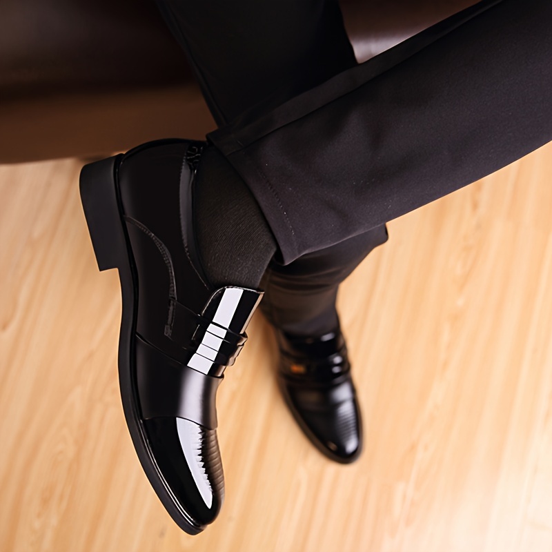 mens fashion pu leather shoes casual slip on formal shoes for business office party wedding details 7
