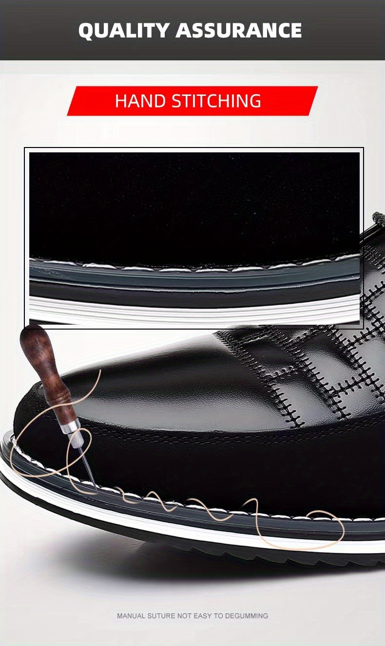 mens plaid derby shoes wear resistant non slip dress shoes for wedding business details 1