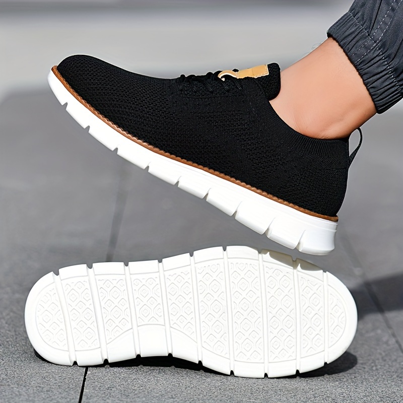 mens solid color casual sneakers breathable lightweight lace up shoes with fabric uppers for outdoor walking driving details 14