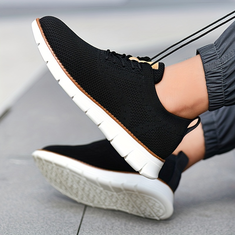 mens solid color casual sneakers breathable lightweight lace up shoes with fabric uppers for outdoor walking driving details 17