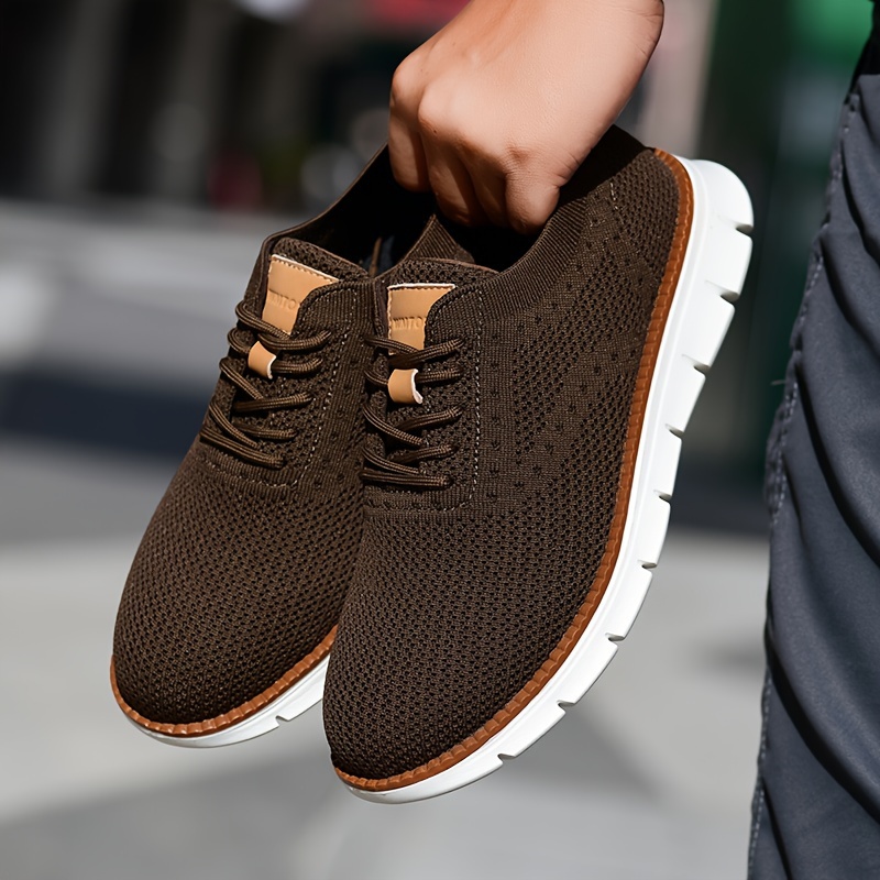 mens solid color casual sneakers breathable lightweight lace up shoes with fabric uppers for outdoor walking driving details 18