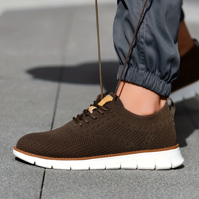 mens solid color casual sneakers breathable lightweight lace up shoes with fabric uppers for outdoor walking driving details 21