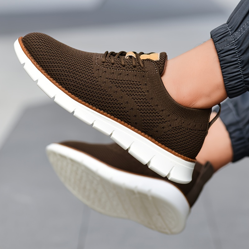 mens solid color casual sneakers breathable lightweight lace up shoes with fabric uppers for outdoor walking driving details 23