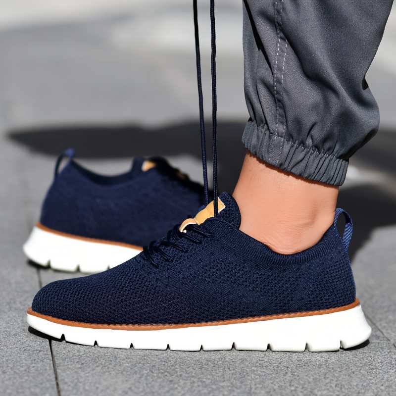 mens solid color casual sneakers breathable lightweight lace up shoes with fabric uppers for outdoor walking driving details 26