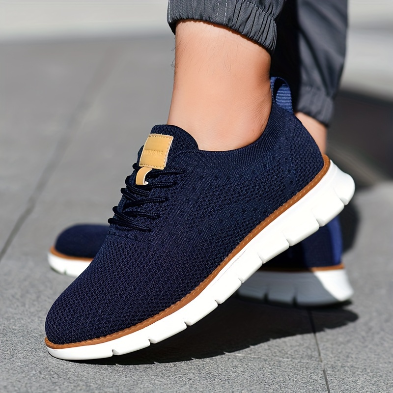 mens solid color casual sneakers breathable lightweight lace up shoes with fabric uppers for outdoor walking driving details 27