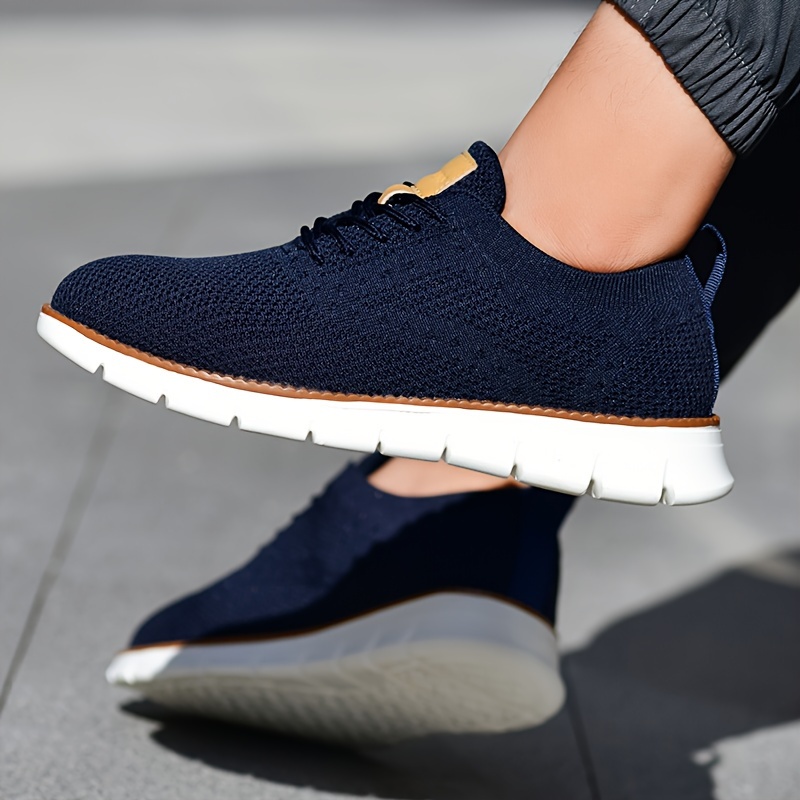 mens solid color casual sneakers breathable lightweight lace up shoes with fabric uppers for outdoor walking driving details 28