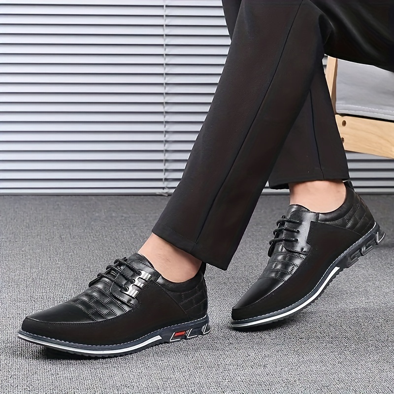 mens plaid smart casual oxford dress shoes wear resistant lace up formal oxford shoes for wedding business details 2