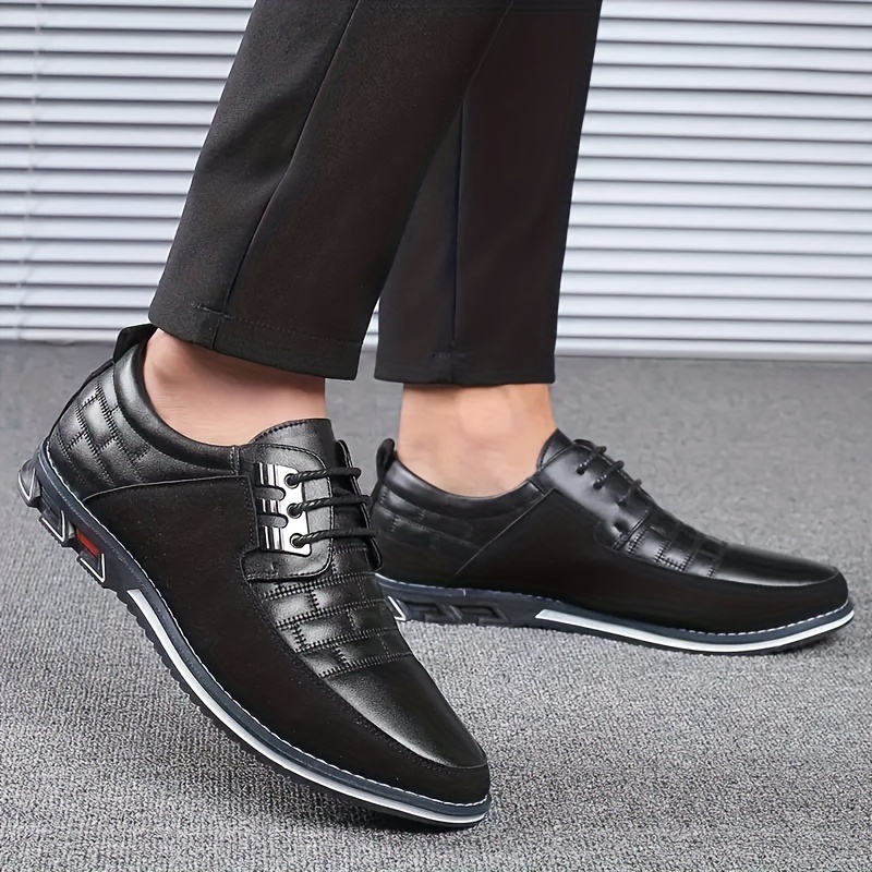 mens plaid smart casual oxford dress shoes wear resistant lace up formal oxford shoes for wedding business details 3
