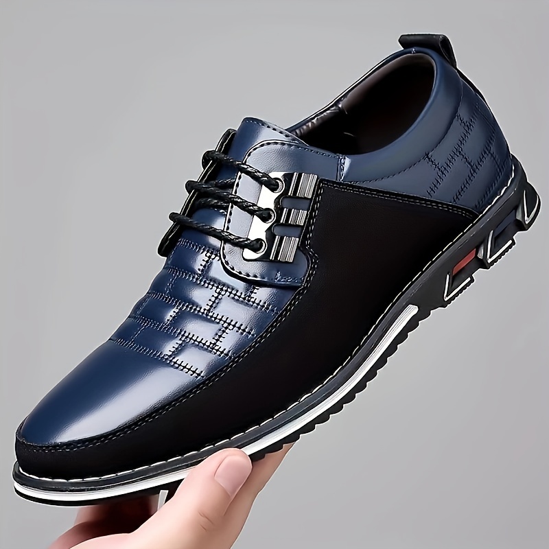mens plaid smart casual oxford dress shoes wear resistant lace up formal oxford shoes for wedding business details 6