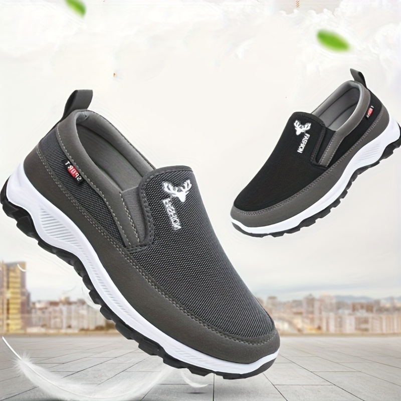 mens slip on casual sneakers breathable soft sole anti skid canvas shoes for outdoor walking jogging all seasons details 5