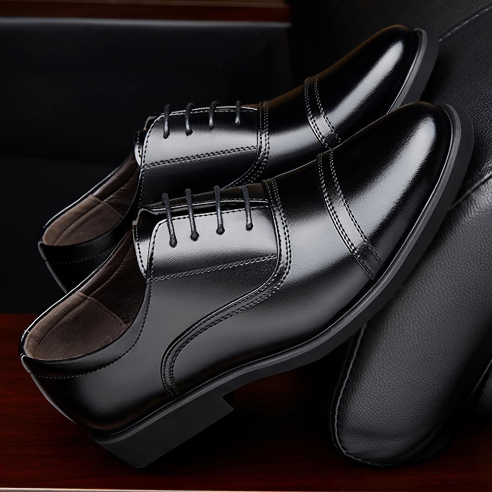 mens solid color cap toe oxford shoes formal dress lace up front shoes for business office details 3