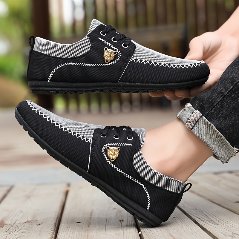 mens casual canvas shoes breathable lace up classic casual walking shoes for business office driving spring summer and autumn details 6
