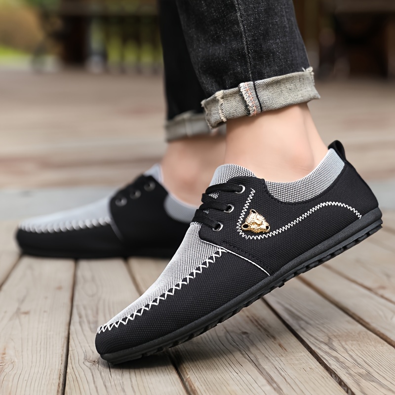 mens casual canvas shoes breathable lace up classic casual walking shoes for business office driving spring summer and autumn details 7