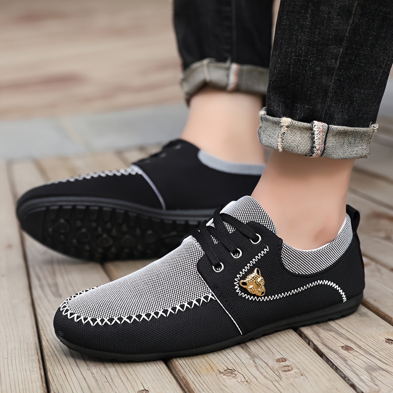 mens casual canvas shoes breathable lace up classic casual walking shoes for business office driving spring summer and autumn details 8