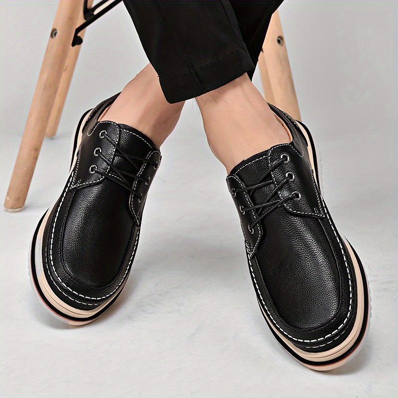 mens classic low top loafers shoes round toe lace up comfy non slip leather dress shoes for business meeting outdoor walking details 1