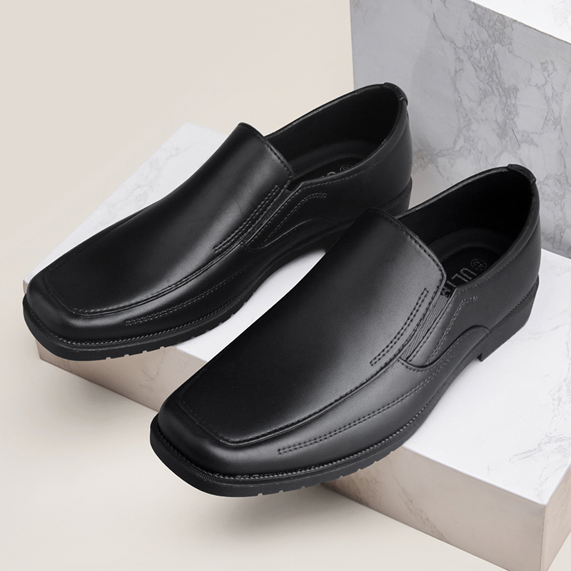mens solid casual loafers waterproof lightweight slip on shoes for business office spring summer and autumn details 0