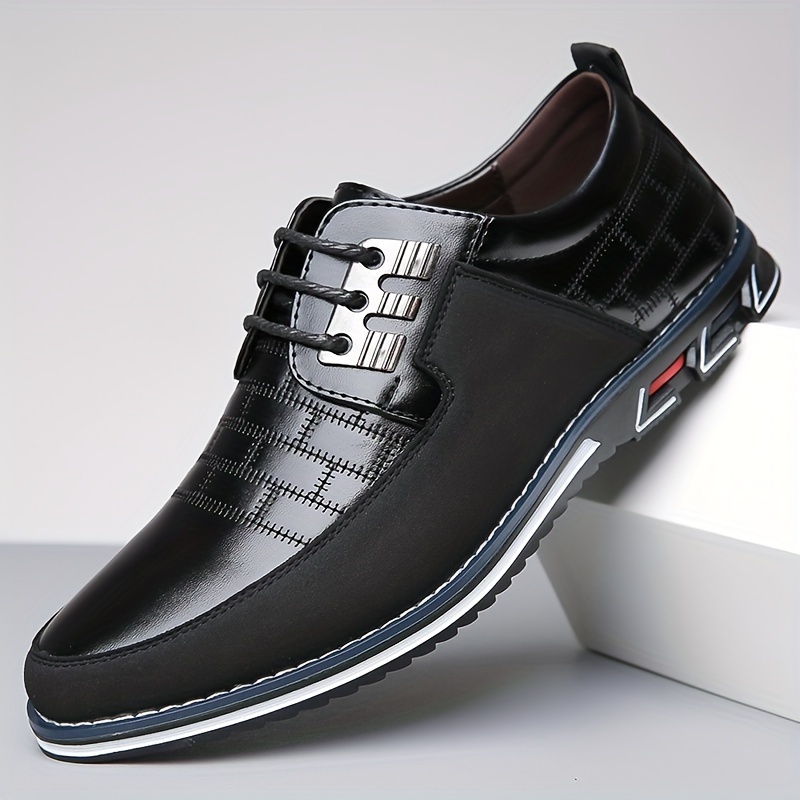 mens casual synthetic leather shoes anti skid lace up shoes with soft sole for business office spring and autumn details 0