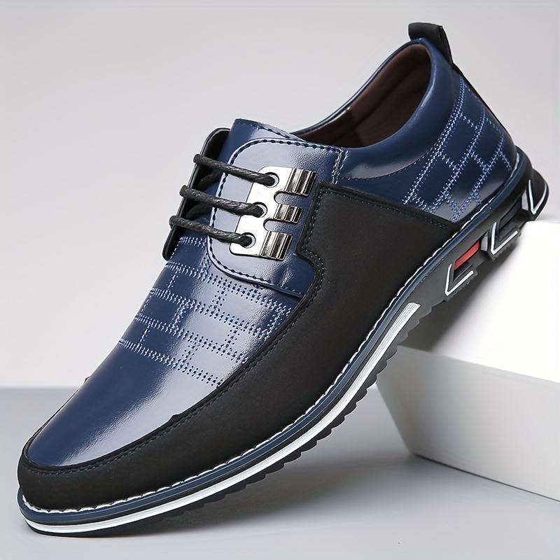 mens casual synthetic leather shoes anti skid lace up shoes with soft sole for business office spring and autumn details 2