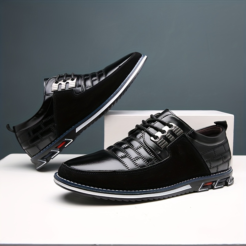 mens casual synthetic leather shoes anti skid lace up shoes with soft sole for business office spring and autumn details 5