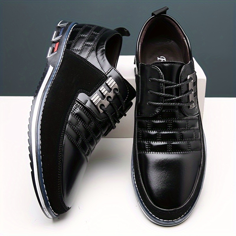mens casual synthetic leather shoes anti skid lace up shoes with soft sole for business office spring and autumn details 6