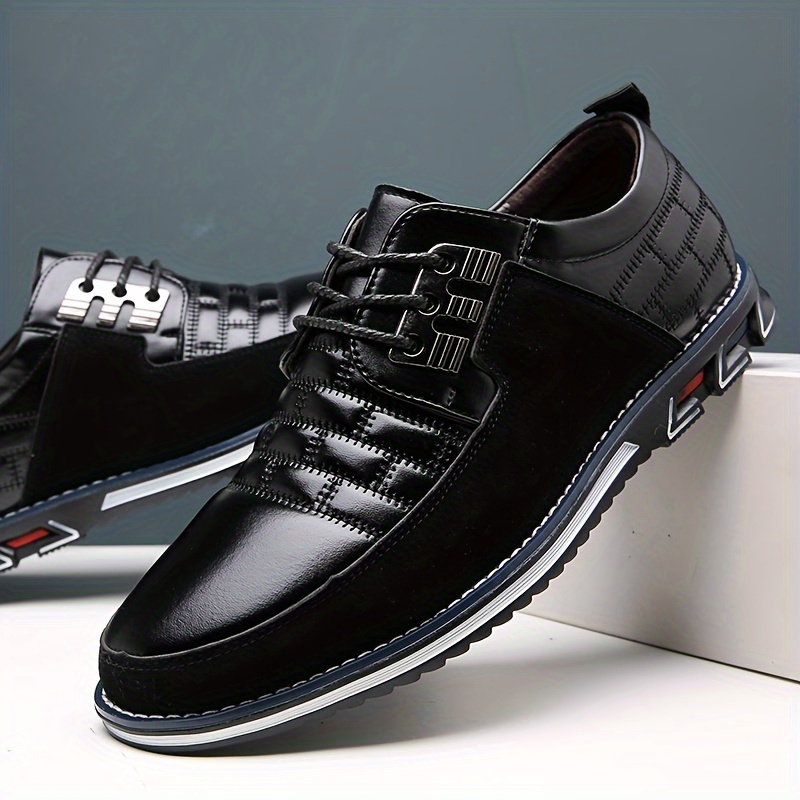 mens casual synthetic leather shoes anti skid lace up shoes with soft sole for business office spring and autumn details 7