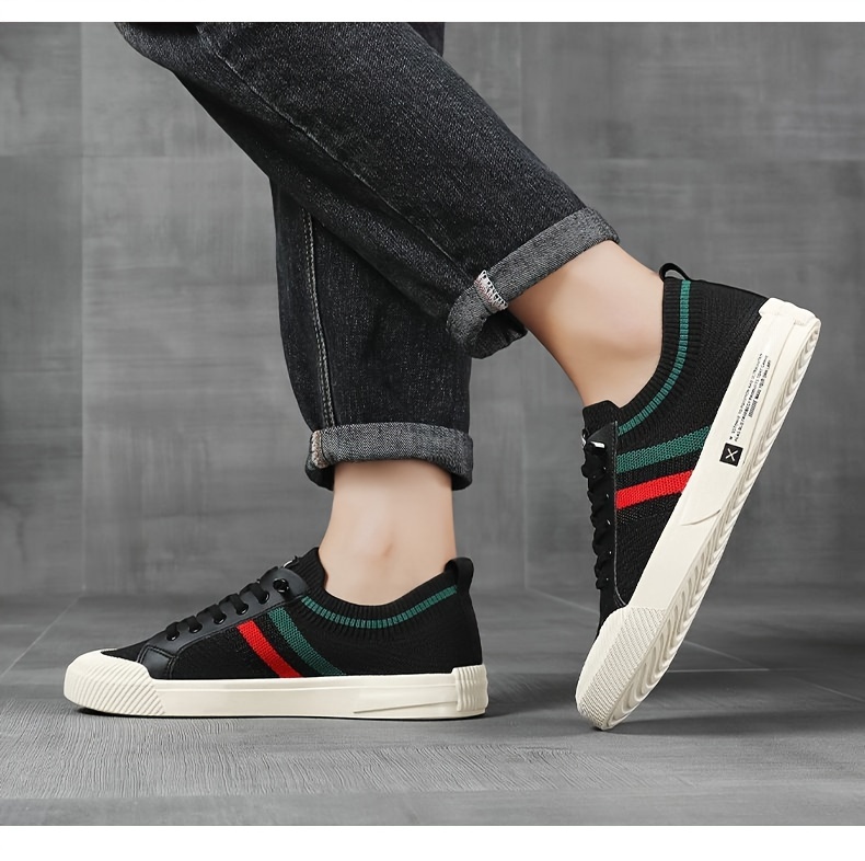 mens fashion versatile skate shoes breathable non slip lace up shoes with fabric uppers for outdoor spring and summer details 6