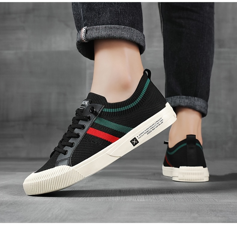 mens fashion versatile skate shoes breathable non slip lace up shoes with fabric uppers for outdoor spring and summer details 7