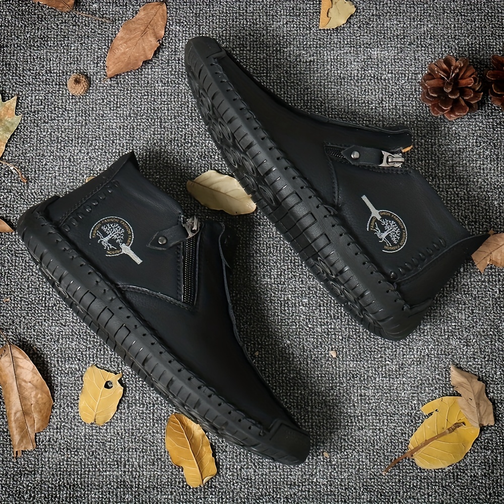 mens comfortable casual ankle moccasins boots for work office outdoor details 0