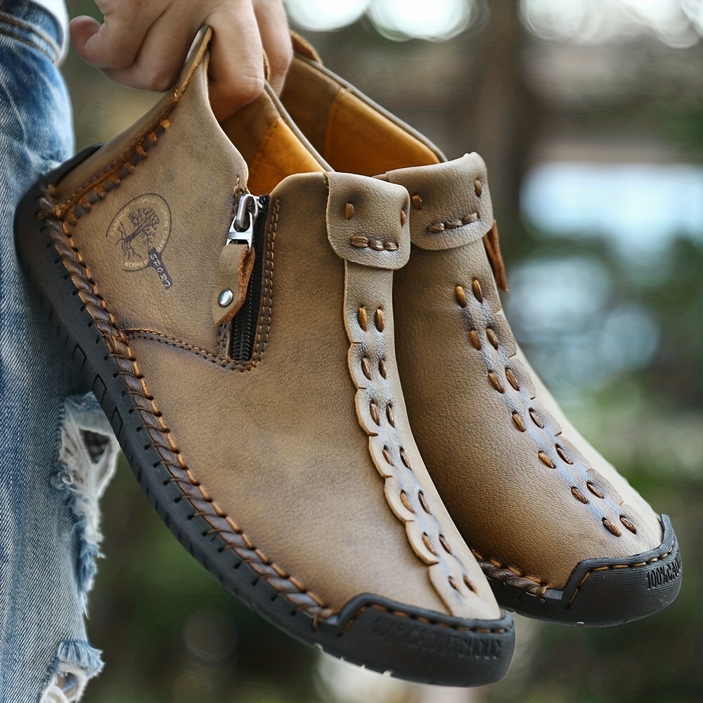 mens comfortable casual ankle moccasins boots for work office outdoor details 2
