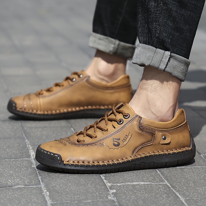 mens casual stitching sneakers breathable anti slip lace up walking shoes for office walking spring summer and autumn details 3