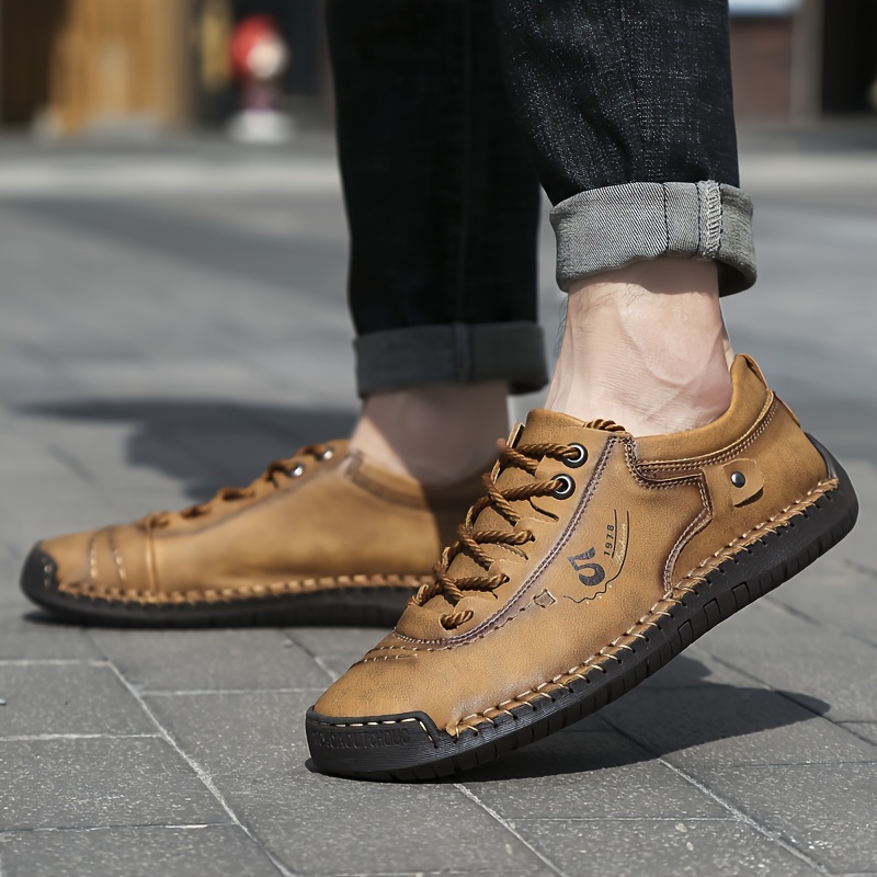mens casual stitching sneakers breathable anti slip lace up walking shoes for office walking spring summer and autumn details 4