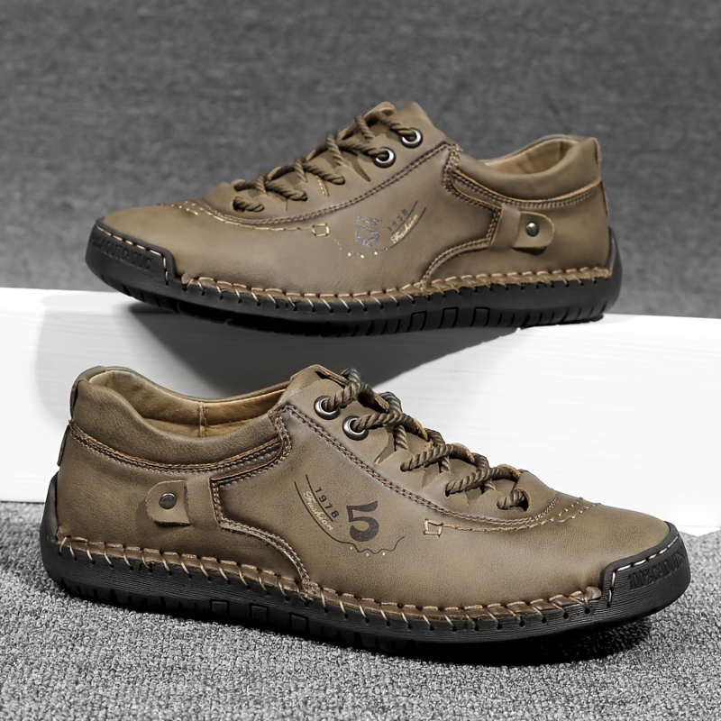 mens casual stitching sneakers breathable anti slip lace up walking shoes for office walking spring summer and autumn details 7