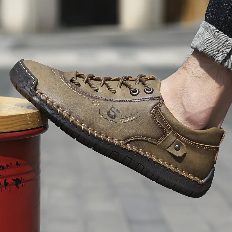 mens casual stitching sneakers breathable anti slip lace up walking shoes for office walking spring summer and autumn details 10