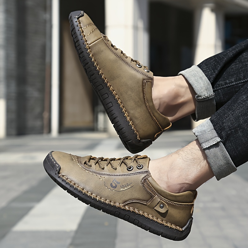mens casual stitching sneakers breathable anti slip lace up walking shoes for office walking spring summer and autumn details 12