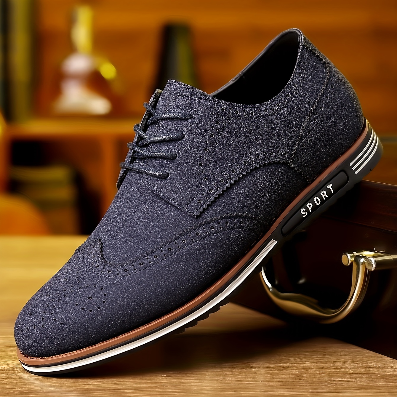 mens brogue wingtip derby shoes lace up front dress shoes for men office business formal black tie optional events details 1