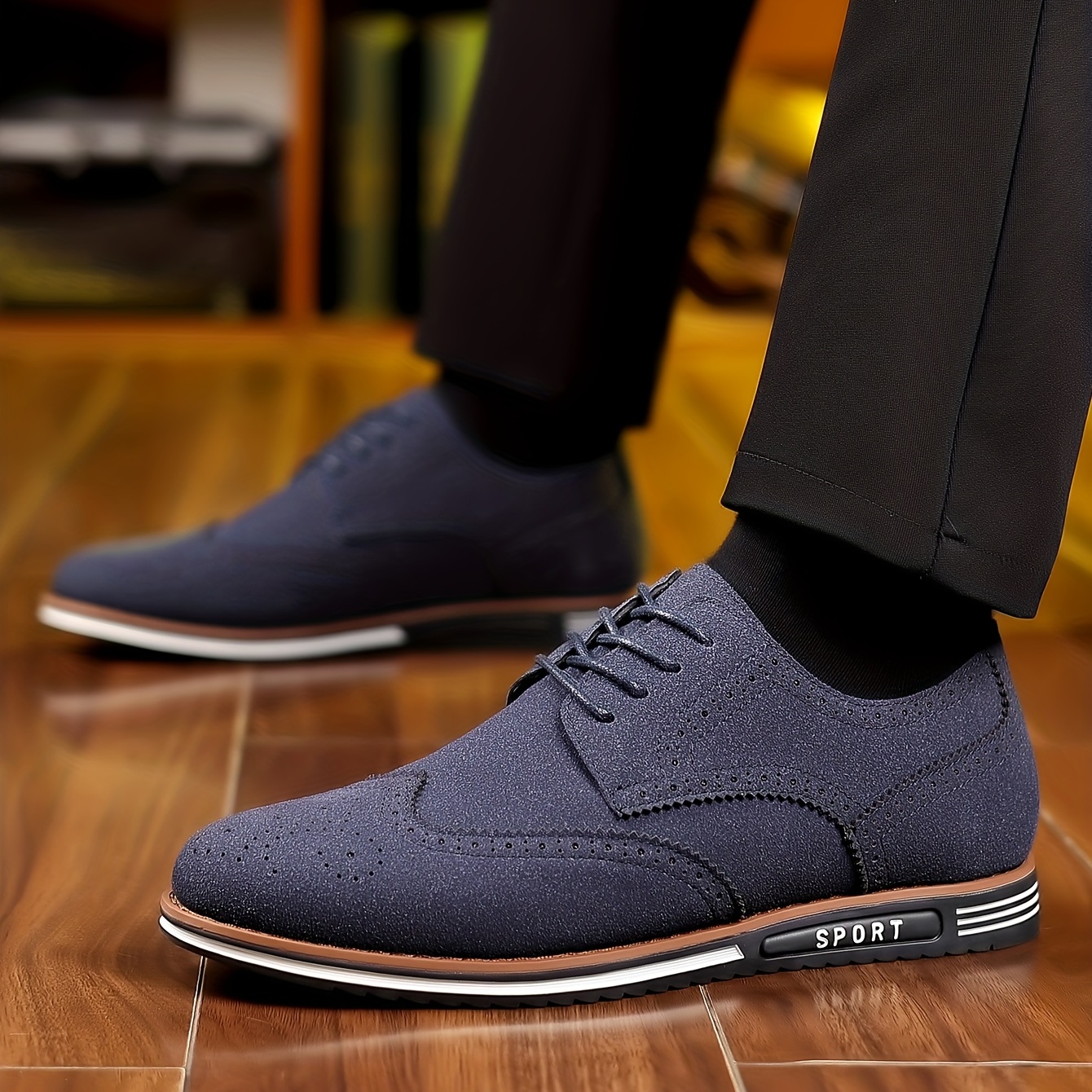 mens brogue wingtip derby shoes lace up front dress shoes for men office business formal black tie optional events details 2