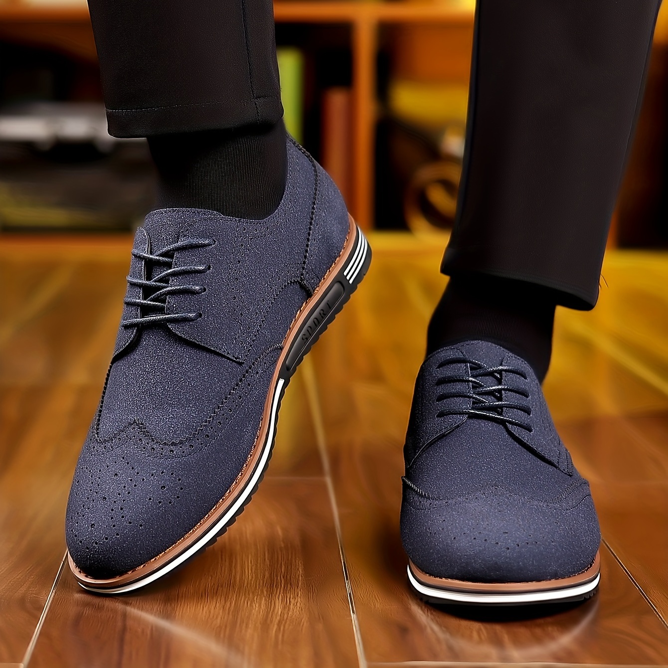 mens brogue wingtip derby shoes lace up front dress shoes for men office business formal black tie optional events details 3