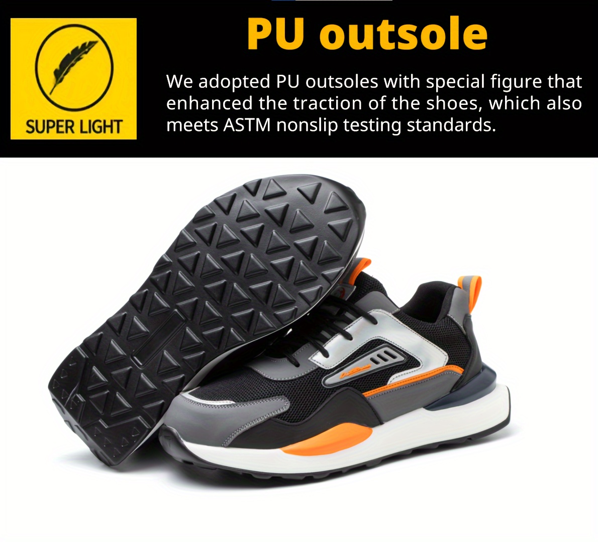 mens steel toe puncture proof anti skid work safety shoes breathable woven knit industrial construction sneakers details 2